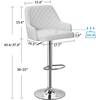 VECELO White Modern Bar Chair with Back Adjustable Swivel Bar Stools Set of 2 Kitchen Island Bar Chair Counter Height KHD-C09-WHT