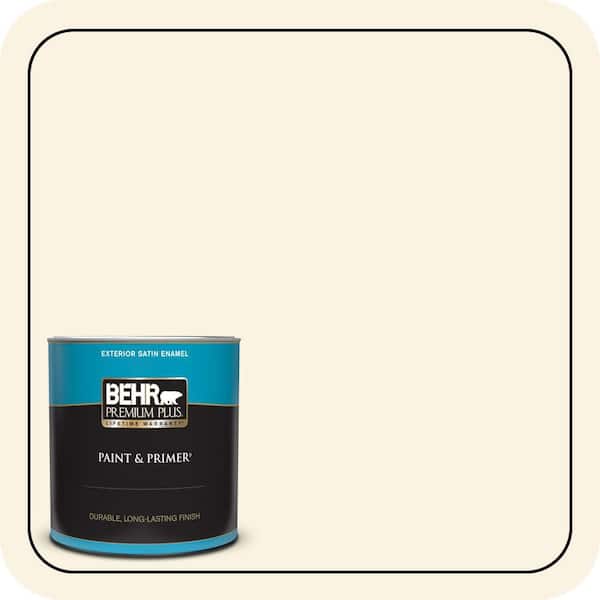 BEHR PREMIUM PLUS 1 qt. #W-D-710 Creamy White Satin Enamel Exterior Paint & Primer