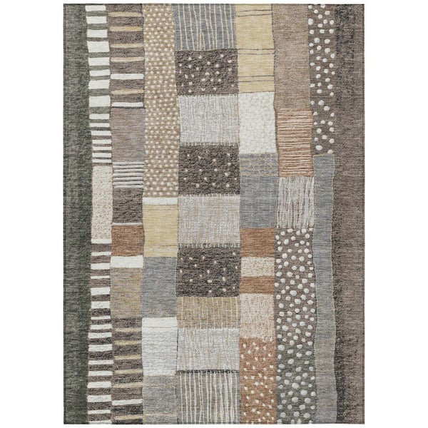 Chantille Machine Washable Indoor/Outdoor Abstract ACN1960 Brown 8 ft. x 10 ft. Area Rug