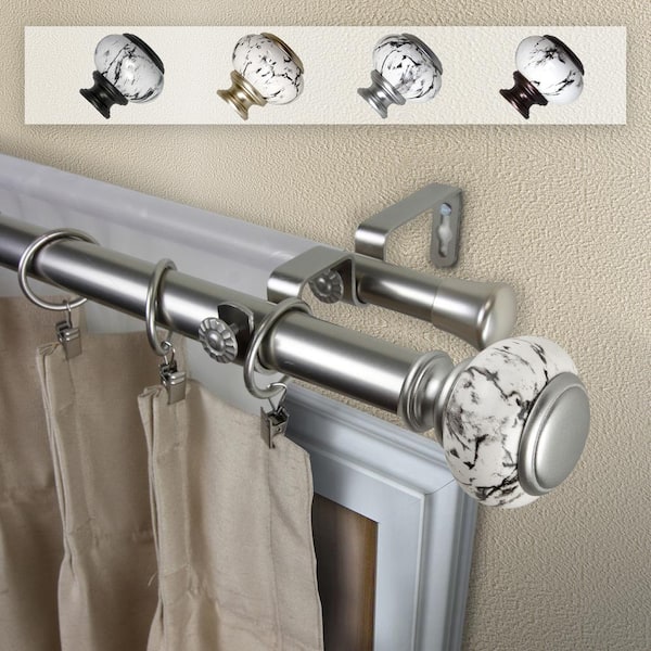 EMOH 1 Inch Dia 120-170" Adjustable Grove Double Curtain Rod in Satin Nickel