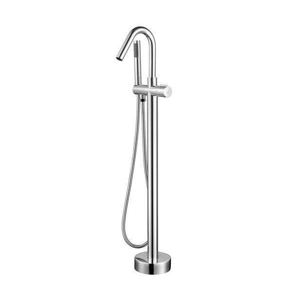 Aston Ballade Single-Handle Floor Mount Roman Tub Faucet with Hand Shower in Chrome