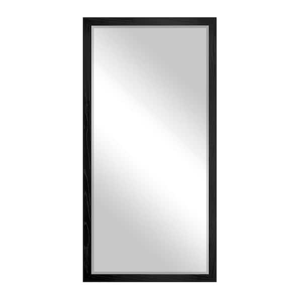 Large 2in Beveled (30 in. W x 63.5 in. H) Wooden Black Rectangle Wall Mirror