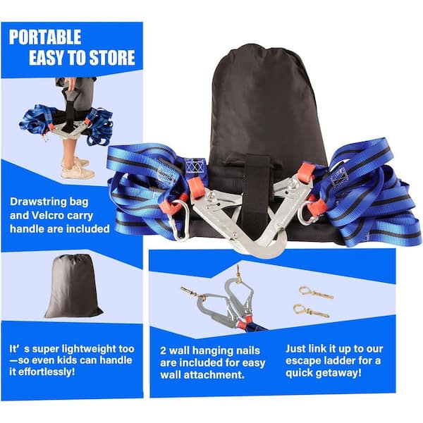 Reusable Fire Escape Ladder 2 Story 16ft - Rope Ladder For Adult Flame Resistant Safety Rope Ladder Attachment Quick Set Easy Use Weight Capacity 2000lb Em - View #2