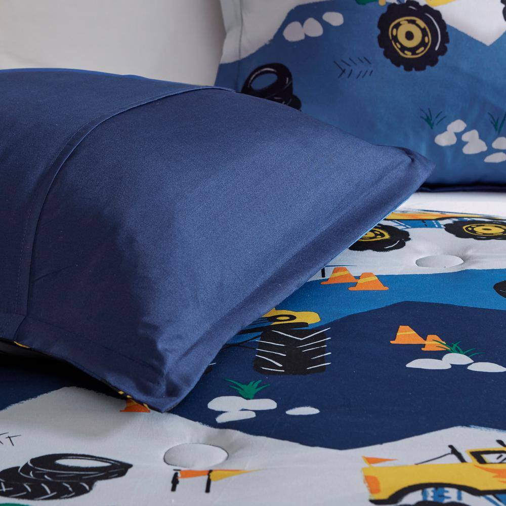 Blue Twin Monster Truck Reversible Comforter Set