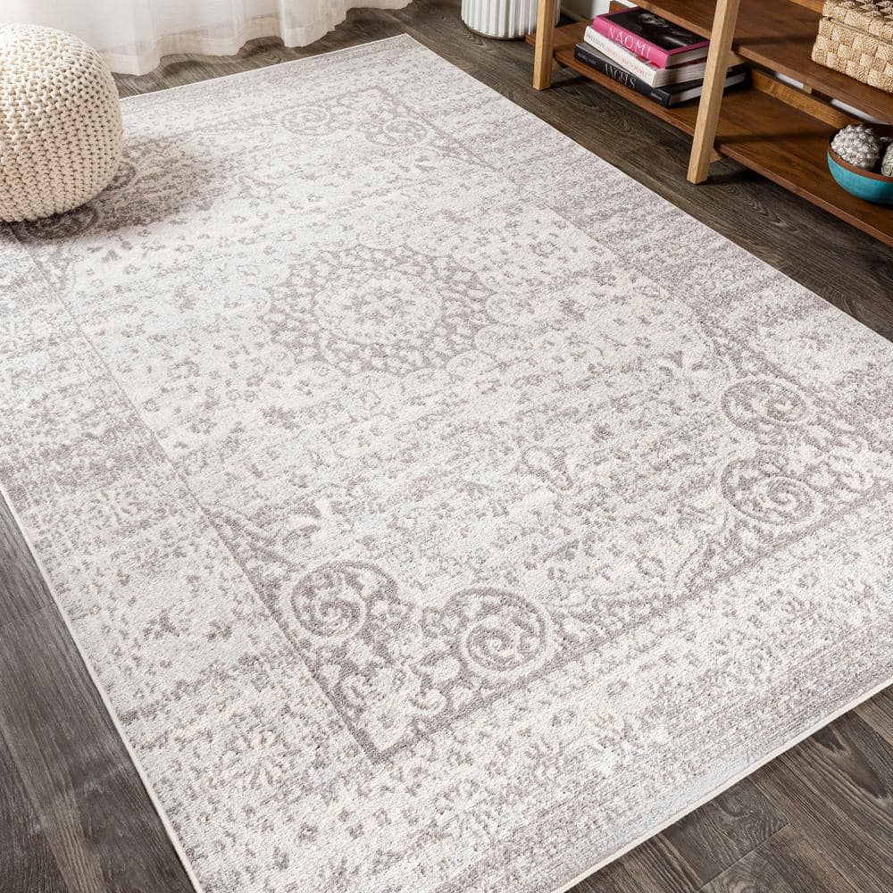 Medallion Mirage Gray and Cream 8' x 10' Synthetic Area Rug