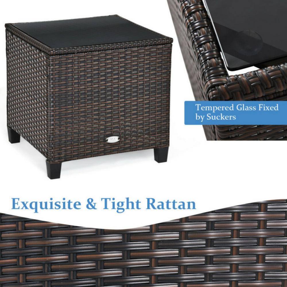 Turquoise Cushioned Rattan 3-Piece Patio Conversation Set