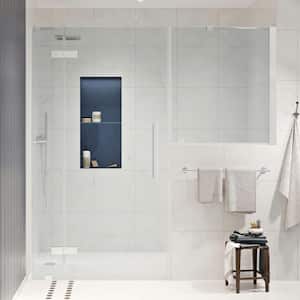 Tampa 80 1/16 in. W x in. H Alcove Frameless Hinge Shower Door in Chrome with Buttress Panel