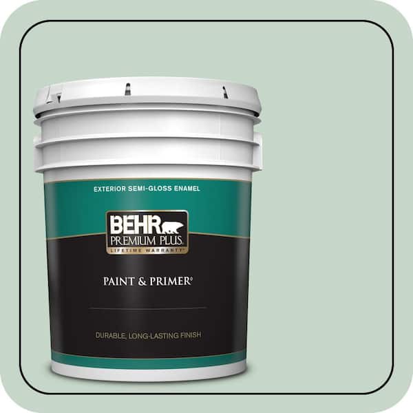 BEHR PREMIUM PLUS 5 gal. #S410-2 New Moss Semi-Gloss Enamel Exterior Paint & Primer