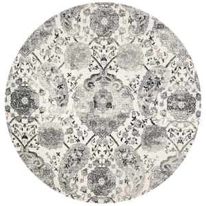 Madison Cream/Silver 12 ft. x 12 ft. Medallion Floral Round Area Rug