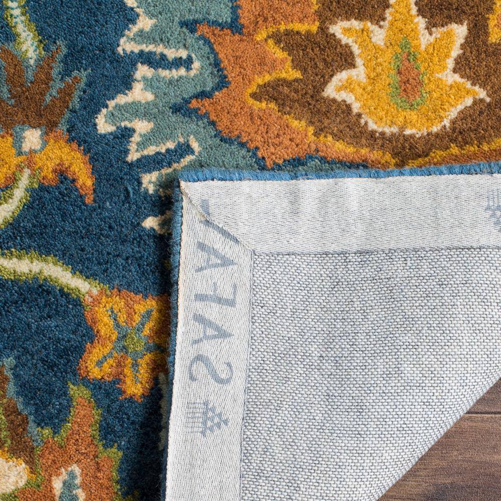 Navy Blue Hand-Tufted Wool Square Area Rug, 6' x 6'