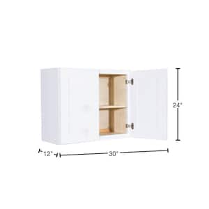 Lancaster White Plywood Shaker Stock Assembled Wall Kitchen Cabinet 30 in. W x 24 in. H x 12 in. D