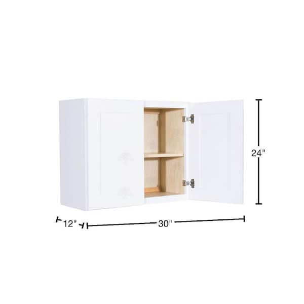 Lancaster White Plywood Shaker Stock Assembled Wall Kitchen Cabinet 30 in. W x 24 in. H x 12 in. D