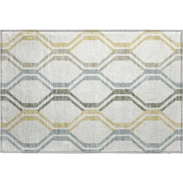Mayfield Premium Machine Washable Abstract AMF2326 Ivory 2 ft. x 3 ft. Accent Rug