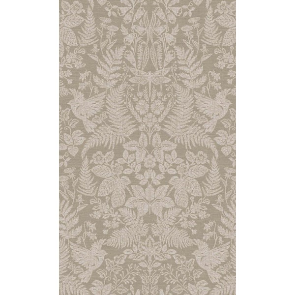 Walls Republic Taupe Floral Stitch Damask-Shelf Liner Non-Woven Wallpaper Non-Pasted (57 sq. ft.) Double Roll