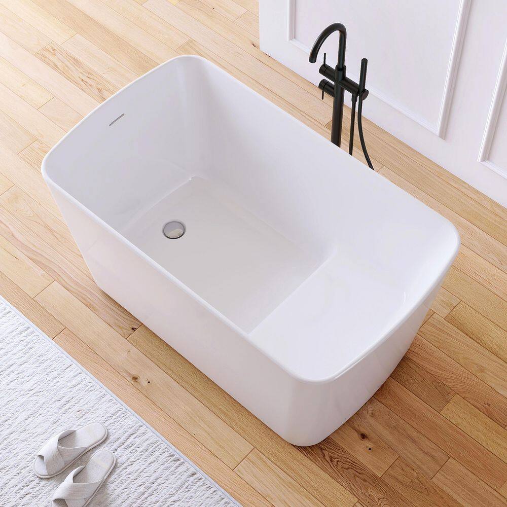 Bina 49 in. x 28 in. Small Acrylic Flatbottom Freestanding Japanese Soaking Bathtub in White with Seat price history on PriceWatchPro