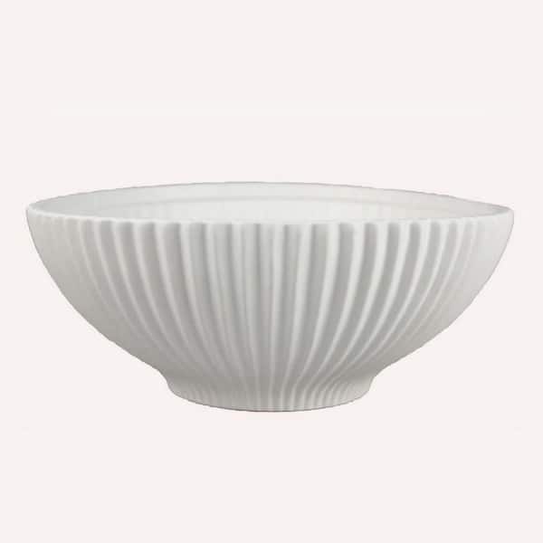 Benjara Zinia White Round Ceramic 12.5 in. Decorative Bowl