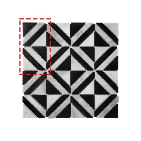 Diamond Carrara White and Black Marquina 6 in. x 6 in. Polished Marble Floor and Wall Mosaic Tile (Sample, 0.25 sq. ft.)
