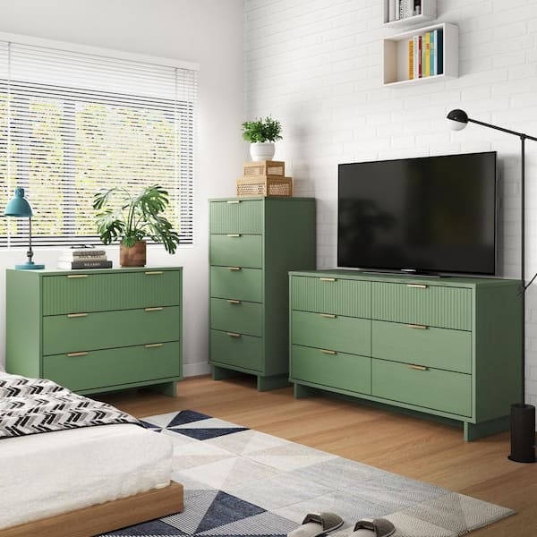 Manhattan Comfort Granville Sage Green 5-Drawer 23.62 in. W Chest