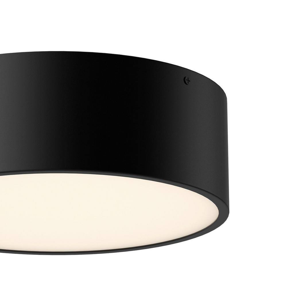 Brisbane Circular Matte Black Flush Mount with Glass Shade