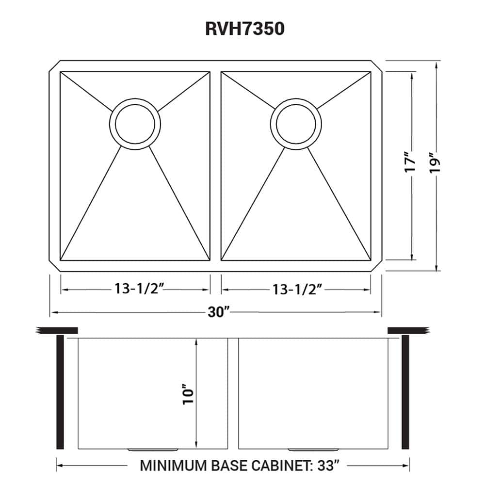 Ruvati 30-Inch Stainless Steel Double Bowl Undermount Kitchen Sink