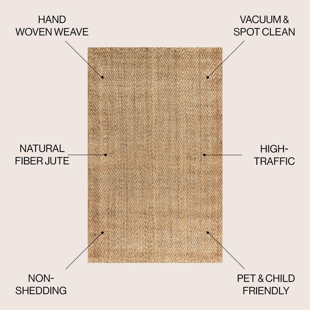 Espina Natural Jute 3x5 Handwoven Herringbone Area Rug