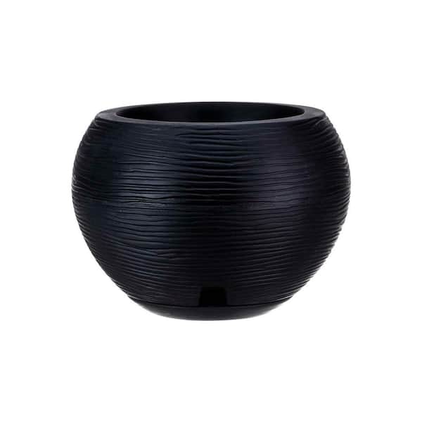 Florence Medium Black Plastic Resin Indoor and Outdoor Planter Bowl