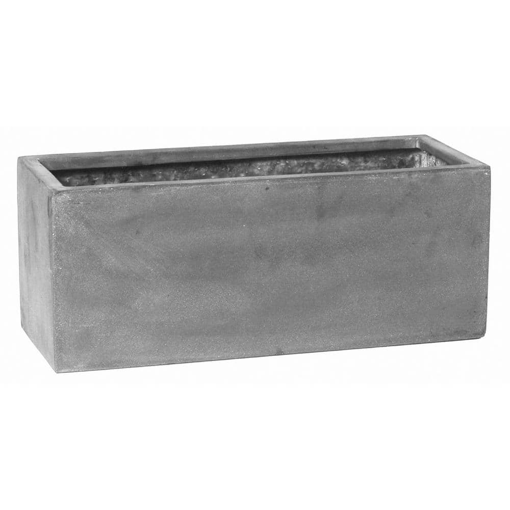 PotteryPots Balcony Small 19.7 in. W Gray Fiberstone Indoor Outdoor Modern Rectangle Planter