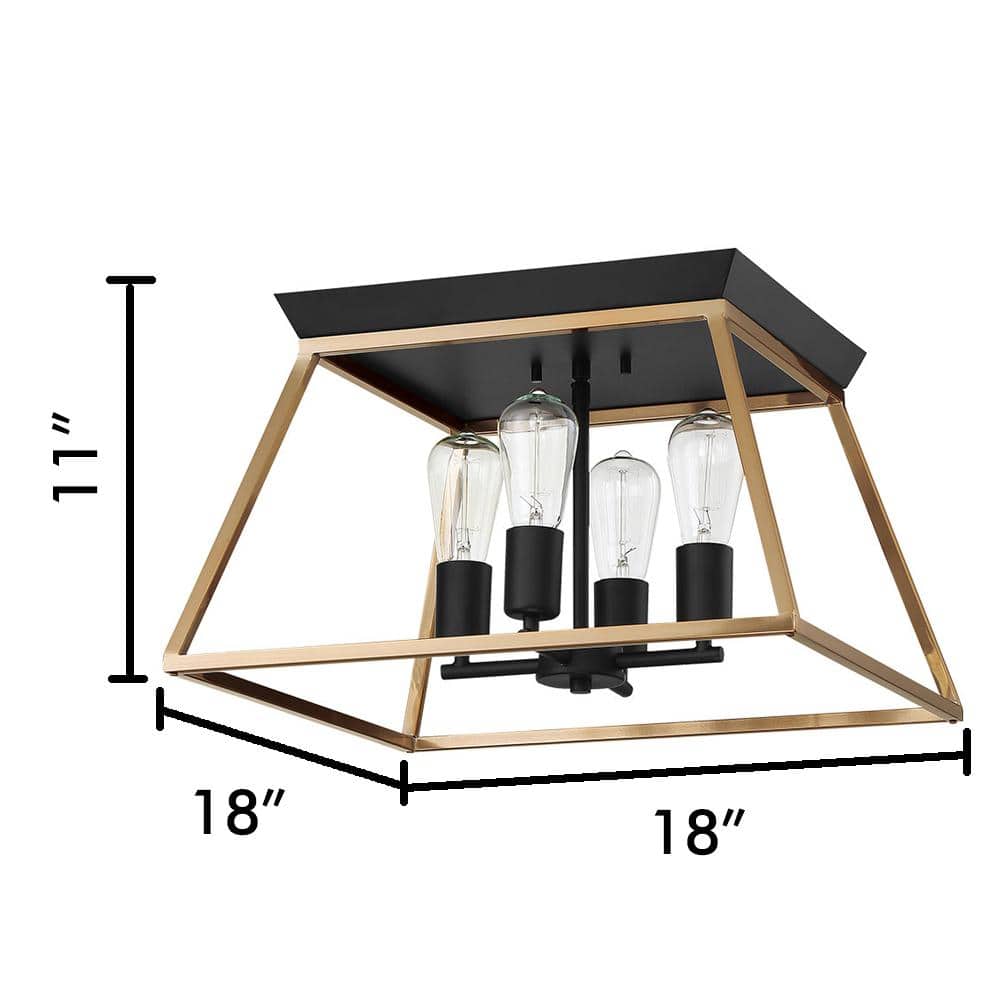 Paulino Brushed Gold and Matte Black 18" Ceiling Light