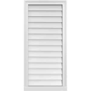 20 in. x 42 in. Vertical Surface Mount PVC Gable Vent: Decorative with Brickmould Sill Frame