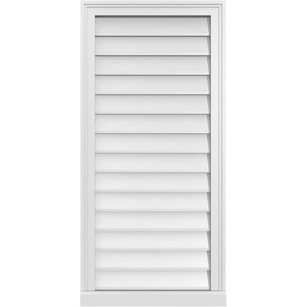 Ekena Millwork 20 in. x 42 in. Vertical Surface Mount PVC Gable Vent: Decorative with Brickmould Sill Frame