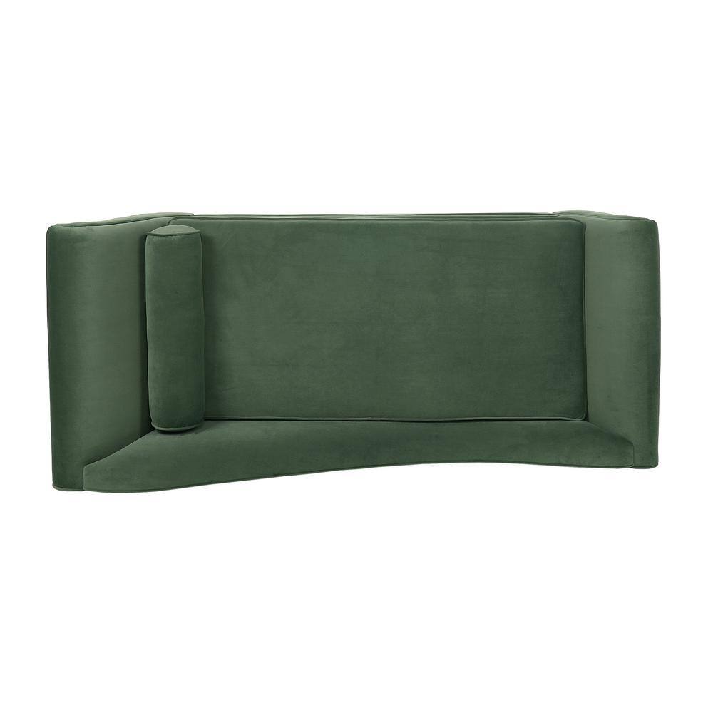Sage Green Velvet Chaise Lounge with Dark Brown Birch Legs