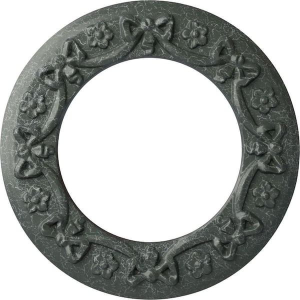 Ekena Millwork 7/8" x 12-1/4" x 12-1/4" Polyurethane Ribbon with Bow Ceiling Medallion, Athenian Green Crackle