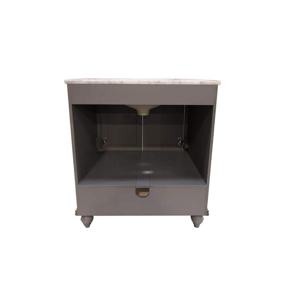 Melissa 30" Grain Gray Single Vanity with Carrara White Top