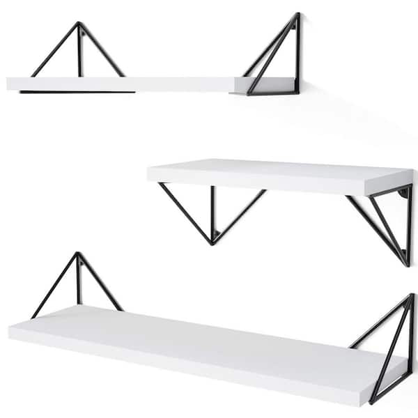 Unbranded 17 in. W x 5.9 in. D White Decorative Wall Shelf (Set of 3)