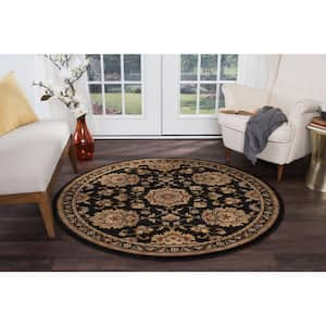 Sensation Border Black 6 ft. Round Indoor Area Rug