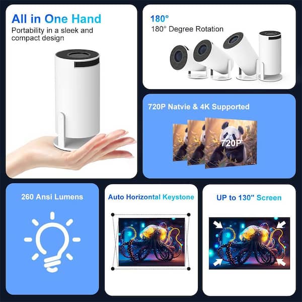 Lukyamzn 3840 x 2160 4K Auto Keystone Mini Portable Lukyamzn 3840 x 2160 4K Auto Keystone Mini Portable