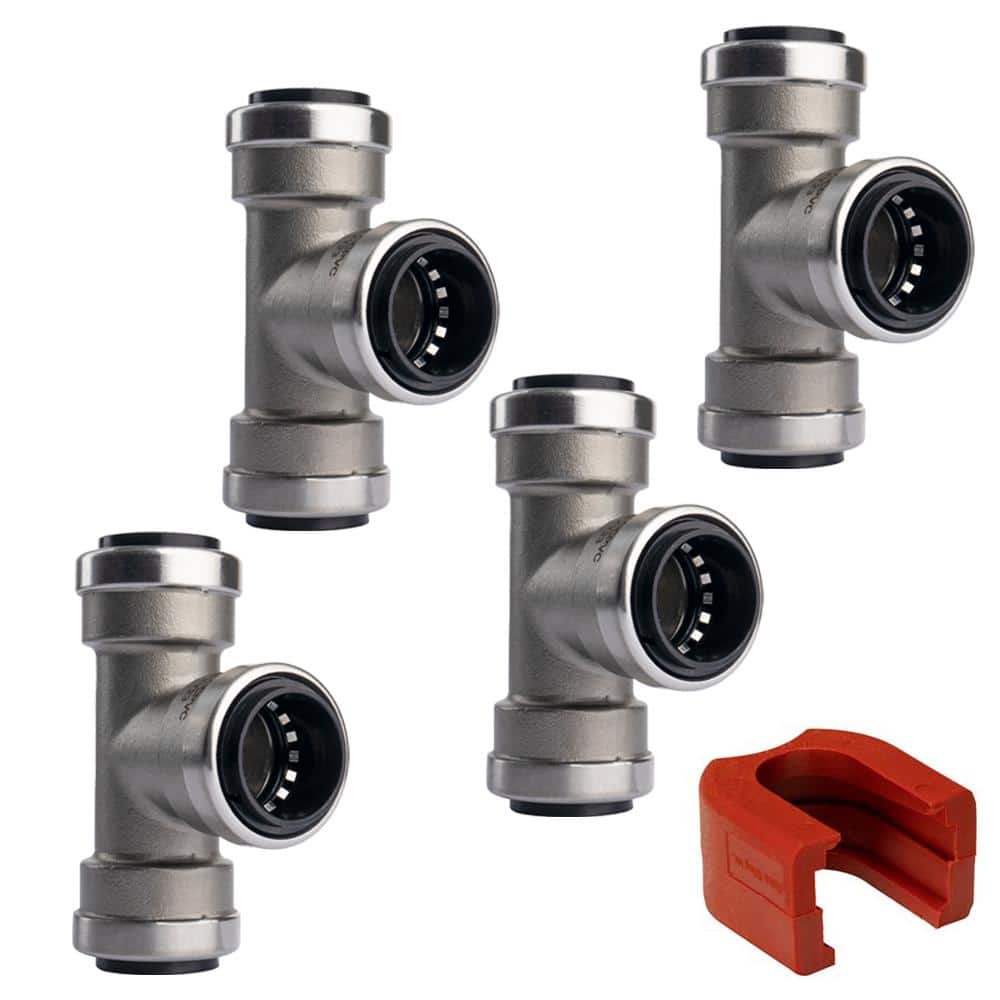 3/4 in. Stainless Steel Push-to-Connect Tee Fitting with SlipClip Release Tool (4-Pack) price history on PriceWatchPro