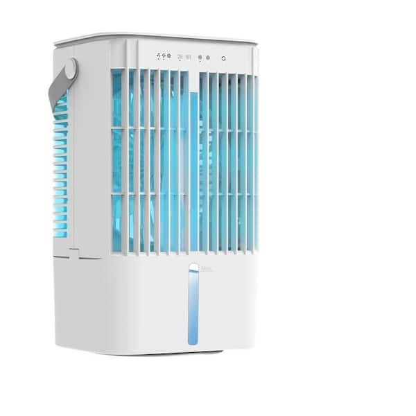 Adrinfly 2/4H Timer Evaporative Fan Portable AC with 3-Speeds, 2-Mist Modes 1200mL Water Tank 7-Color Lights for Home Office