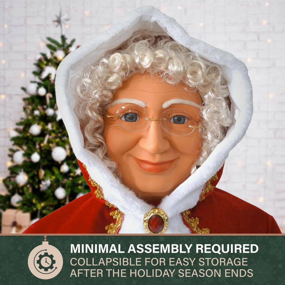 Life-Size Red Velvet Dancing Mrs. Claus with Basket