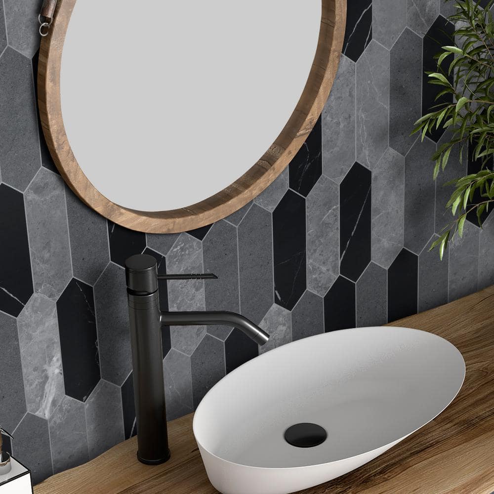 12" x 11.22" Stone Mix Peel & Stick Hexagon Mosaic Tile