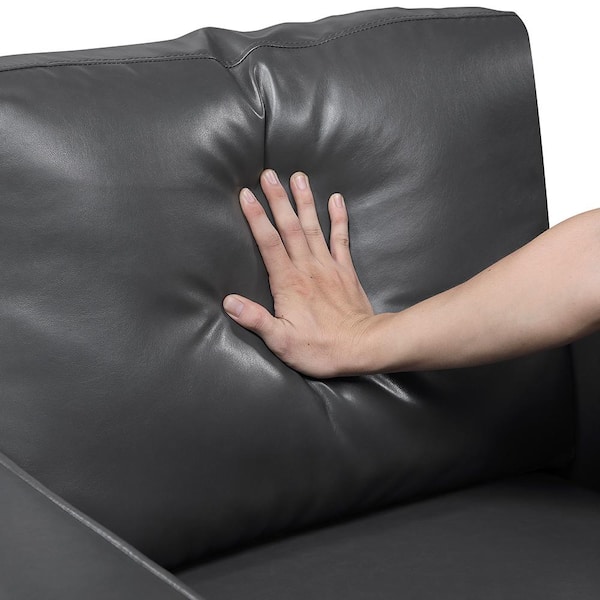 Lazzara Apollo 77 in. W Square Arm Faux Leather Rectangle Sofa in