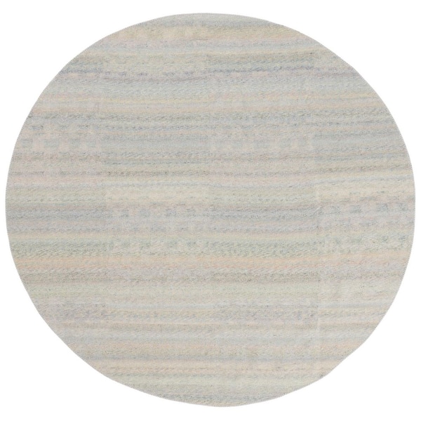 Cabo 7 ft. x 7 ft. Blue/Green Striped Geometric Round Area Rug