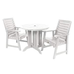 Weatherly White 3-Piece Recycled Plastic Round Outdoor Dining Set