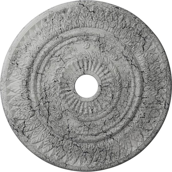 Ekena Millwork 1-1/8 in. x 26-3/4 in. x 26-3/4 in. Polyurethane Leaf Ceiling Medallion, Ultra Pure White Crackle