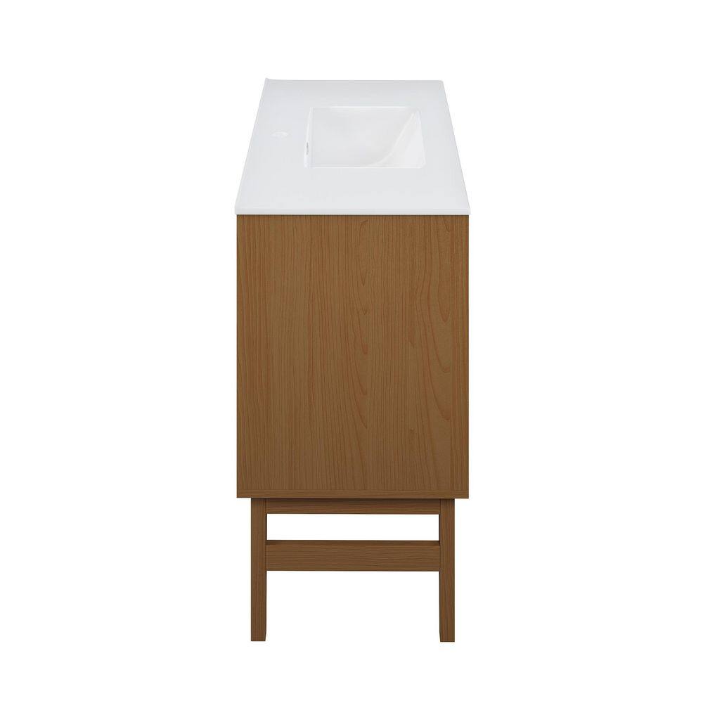 Bosse 36" Brown Oak Freestanding Vanity with White Ceramic Sink
