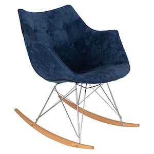 Willow Navy Blue Velvet Rocking Chair