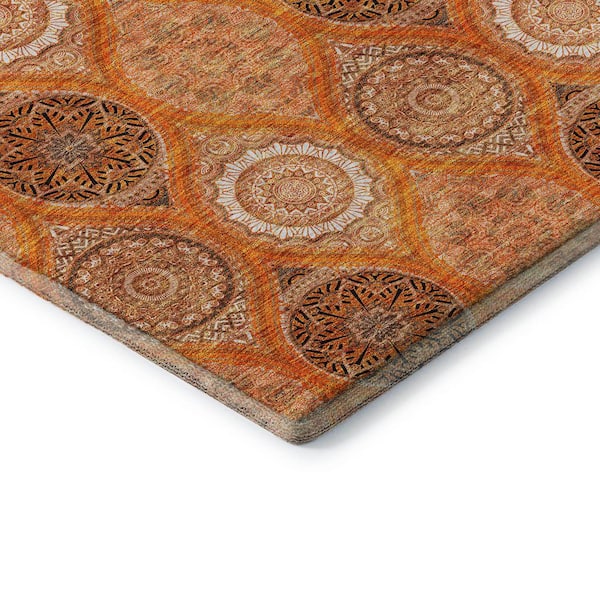 Mayfield Premium Machine Washable Abstract AMF976 Orange 2 ft. 3 in. x 7 ft. 6 in. Runner Rug