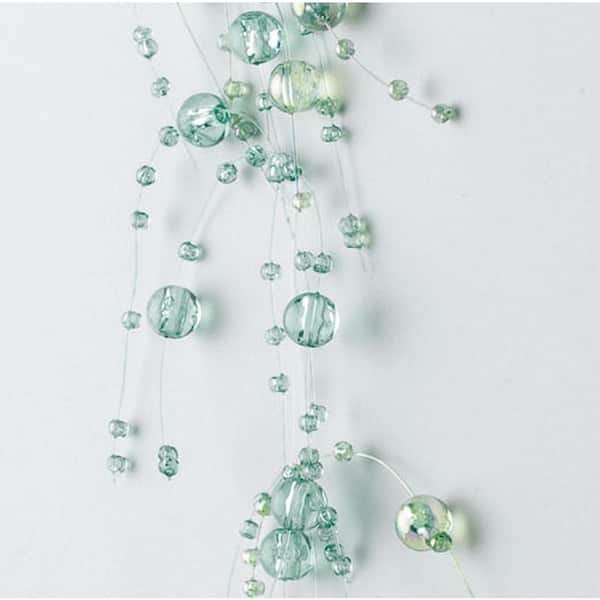 5 ft. Aqua Unlit Acrylic Artificial Christmas Garland with Beads