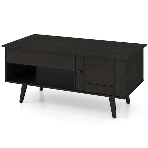 39.5 in. Black Rectangle Wood Coffee Table