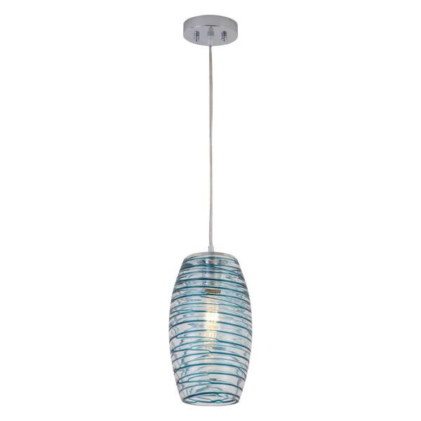 Maxax Lincoln 1-Light Blue Cyan Island Mini Pendant with Glass Shade ...